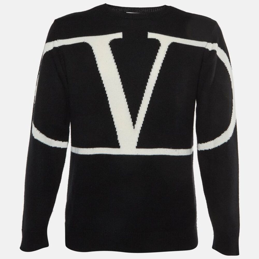 Valentino Black Vlogo Cashmere Knit Sweater M